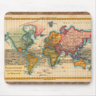World Map 1780 Bonne Antique Planisphere  Mouse Pad