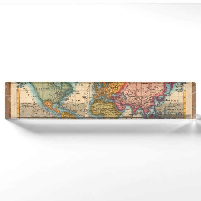 World Map 1780 Bonne Antique Planisphere  Nameplate (Front)