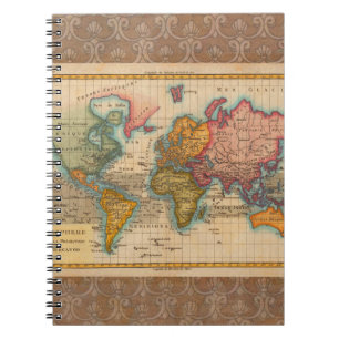 World Map 1780 Bonne Antique Planisphere Notebook