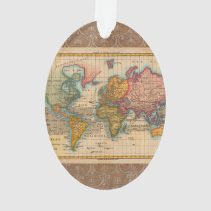 World Map 1780 Bonne Antique Planisphere Ornament