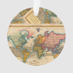 World Map 1780 Bonne Antique Planisphere  Ornament