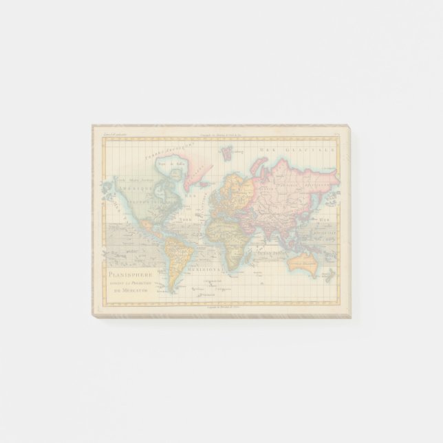 World Map 1780 Bonne Antique Planisphere  Post-it Notes (Front)