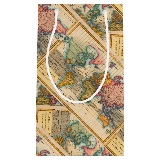 World Map 1780 Bonne Antique Planisphere  Small Gift Bag (Front)
