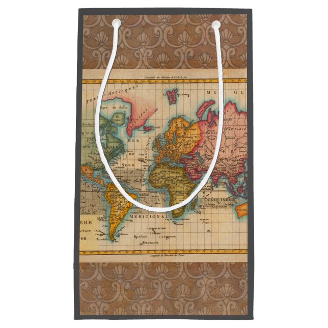 World Map 1780 Bonne Antique Planisphere  Small Gift Bag (Front)