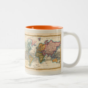 World Map 1780 Bonne Antique Planisphere  Two-Tone Coffee Mug