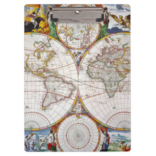 WORLD MAP, 17th CENTURY Clipboard