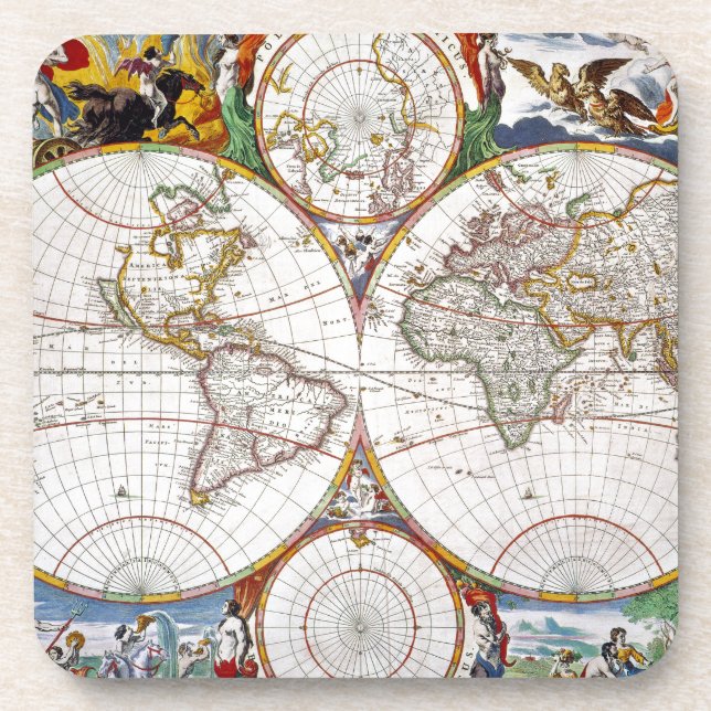WORLD MAP, 17th CENTURY Coaster (Front)