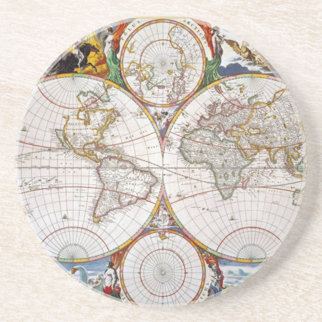 WORLD MAP, 17th CENTURY Coaster (Front)
