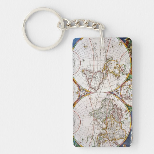 WORLD MAP, 17th CENTURY Key Ring (Front)