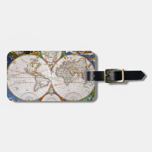 WORLD MAP, 17th CENTURY Luggage Tag (Front Horizontal)