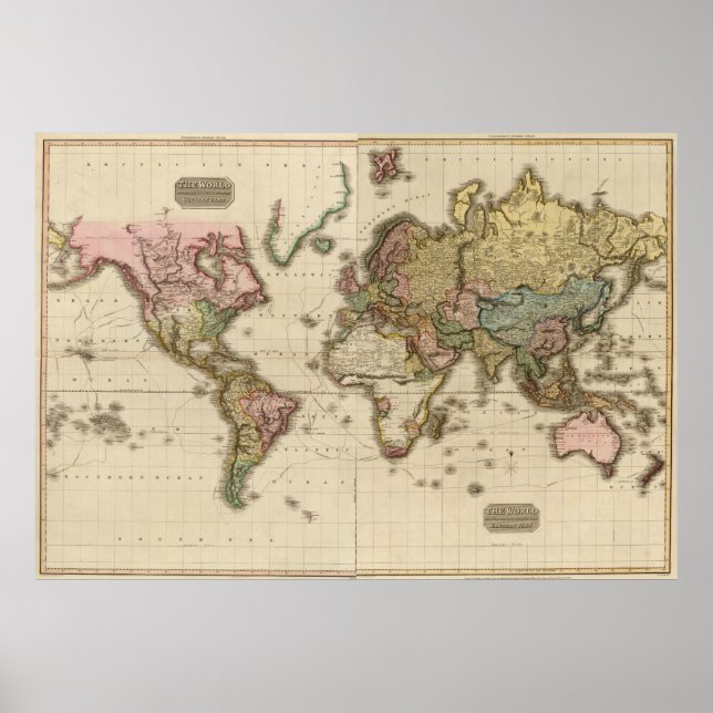 World Map (1812) Poster (Front)