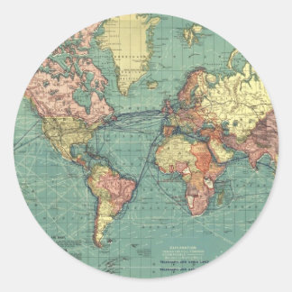 World map 1919 classic round sticker