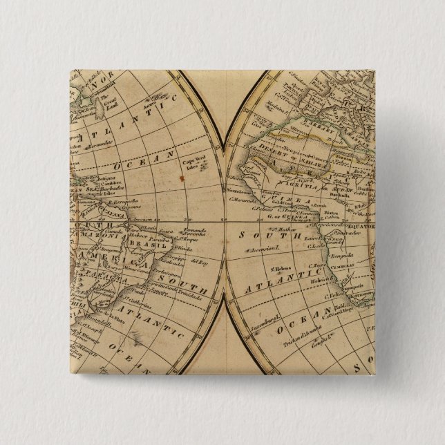 World Map 3 15 Cm Square Badge (Front)