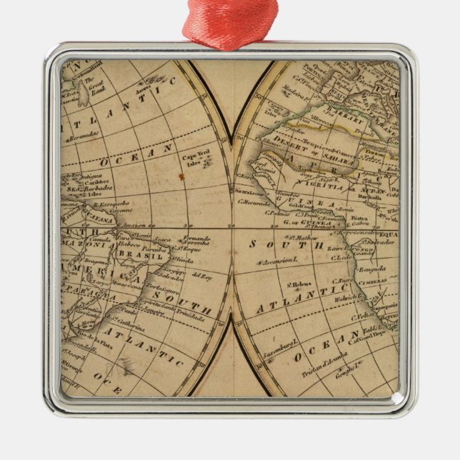 World Map 3 Metal Tree Decoration (Front)