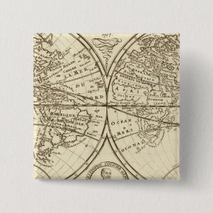 World Map 4 15 Cm Square Badge