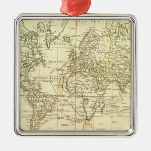 World Map 5 Metal Ornament