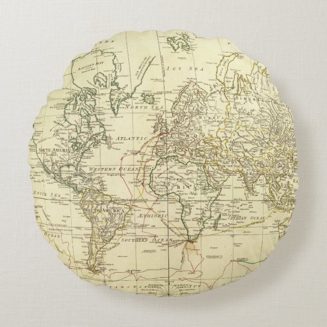 World Map 5 Round Cushion (Front)