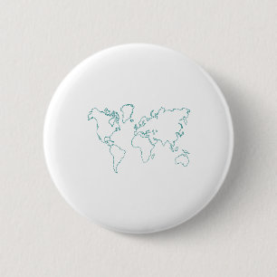 World Map 6 Cm Round Badge