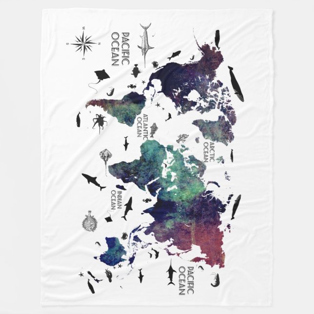 world map 7 fleece blanket (Front)