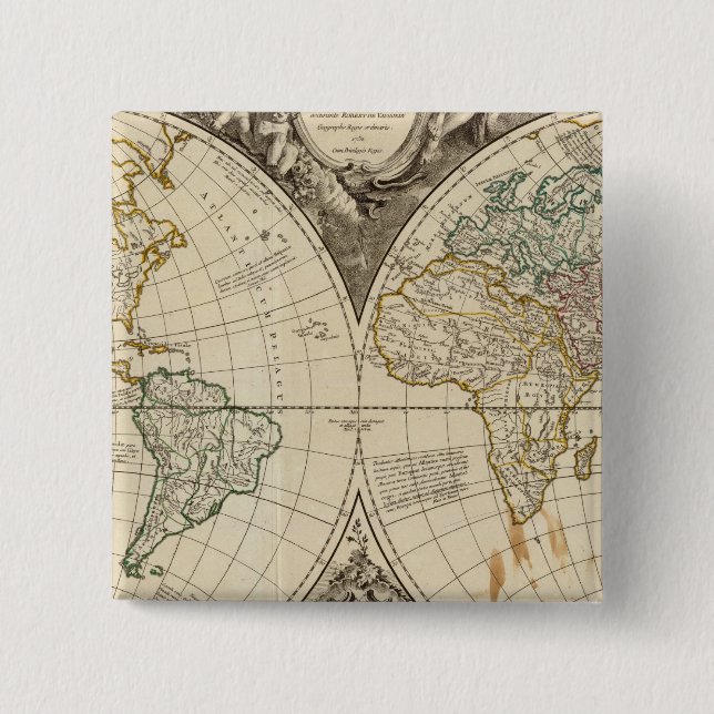 World Map 8 15 Cm Square Badge (Front)