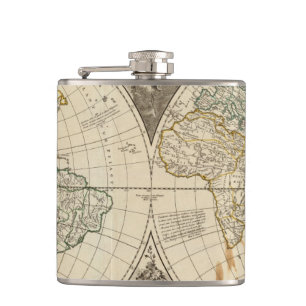World Map 8 Hip Flask