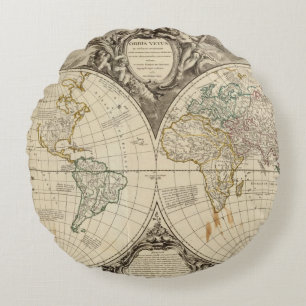 World Map 8 Round Cushion