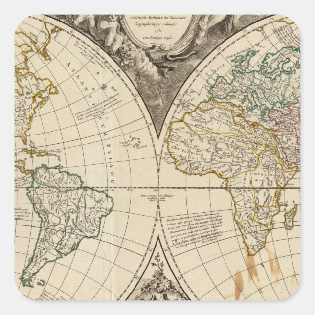 World Map 8 Square Sticker (Front)
