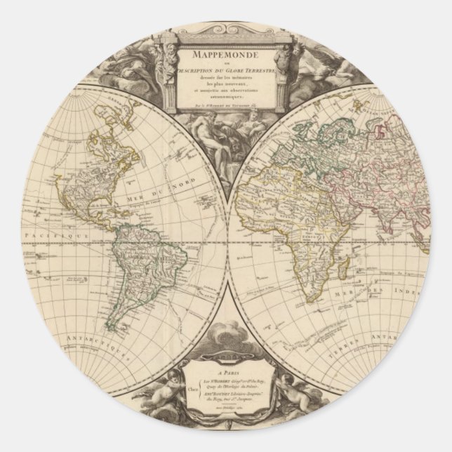 World Map 9 Classic Round Sticker (Front)