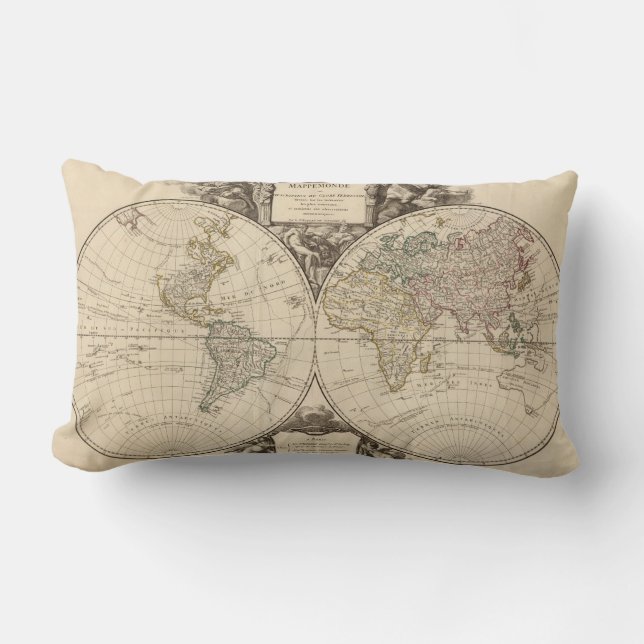 World Map 9 Lumbar Cushion (Front)