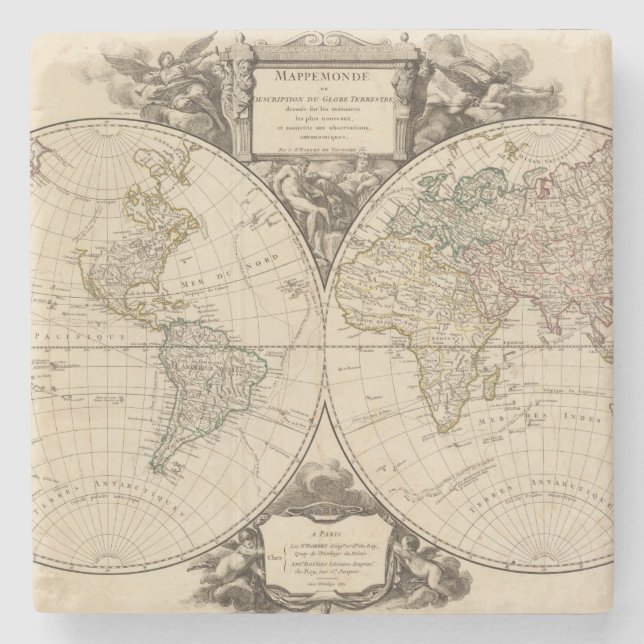 World Map 9 Stone Coaster (Front)
