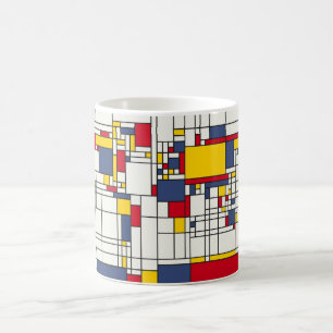 World Map Abstract Mondrian Style Coffee Mug