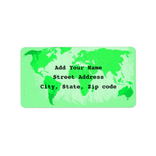 World Map Abstract Neon Green Artsy Traveler 2023 Label