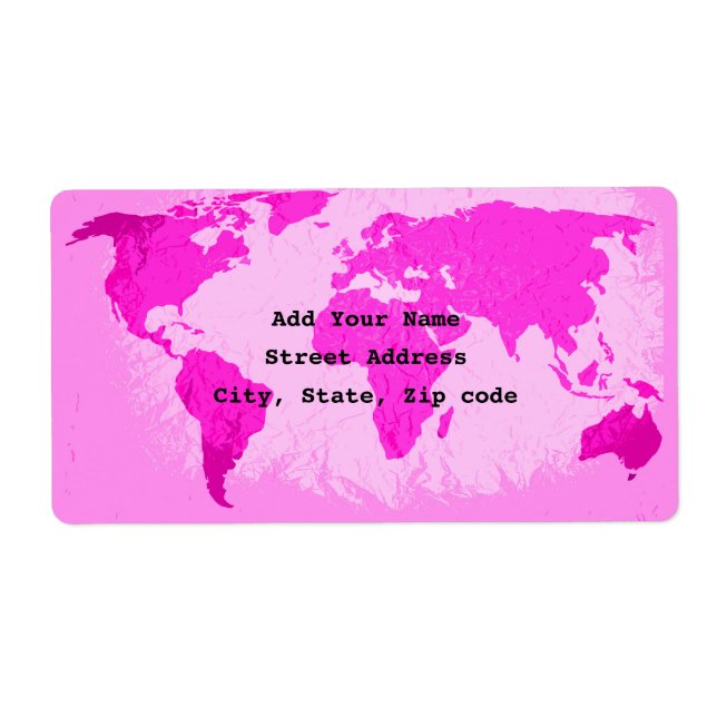 World Map Abstract Pink Purple Art Traveller Custo (Front)