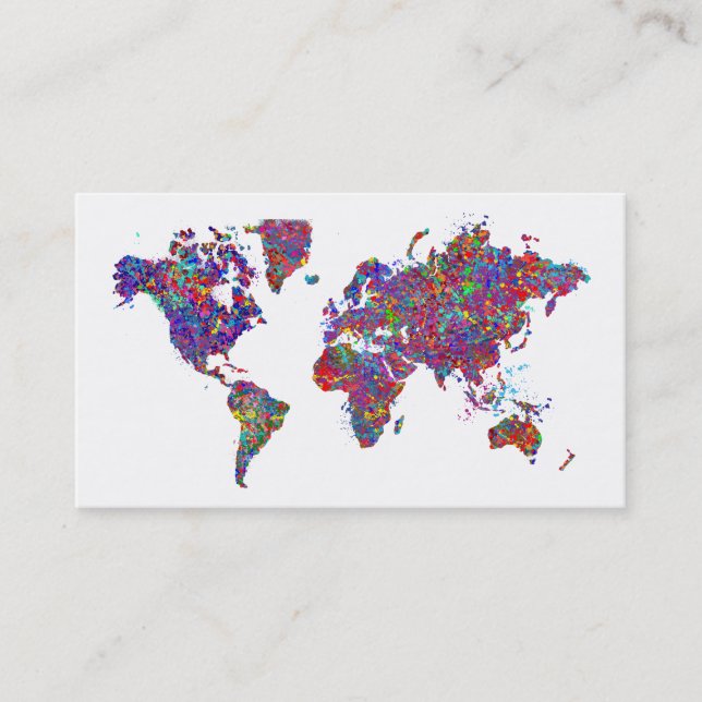 World Map, Action Painting Business Card (Front)