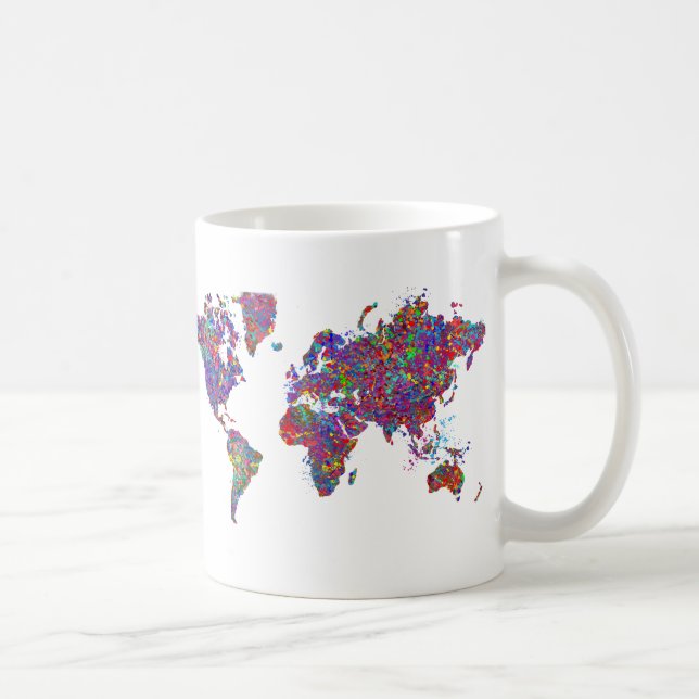 World Map, Action Painting Coffee Mug (Right)