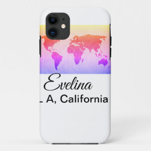 World map add name text place country city text mi Case-Mate iPhone case