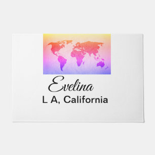 World map add name text place country city text mi doormat