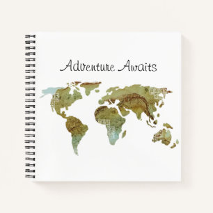 World Map Adventure Awaits Travel Notebook