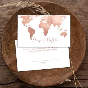 World Map Adventure Diaper Raffle Baby Shower Enclosure Card