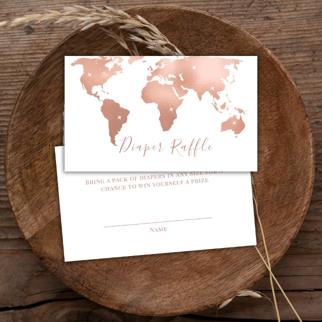 World Map Adventure Diaper Raffle Baby Shower  Enclosure Card (World Map Adventure Diaper Raffle Baby Shower Enclosure Card)