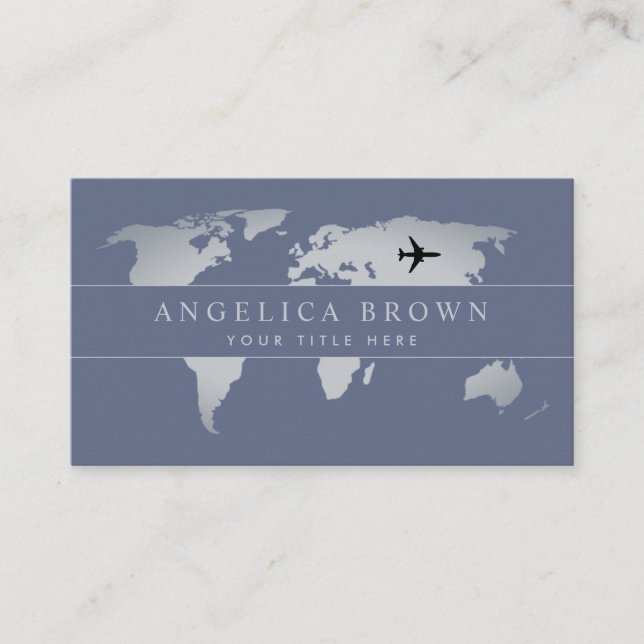 World Map Aircraft Business Card (Front)