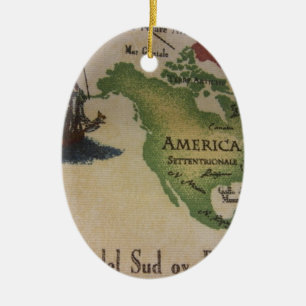 World Map - America Ceramic Tree Decoration