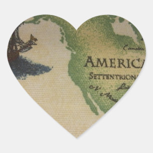 World Map - America Heart Sticker