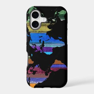 world map and colour stripes