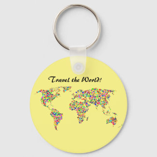 World Map and Travel the World Key Ring