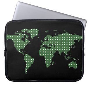 World map and white dots laptop sleeve