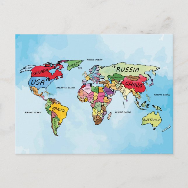 World Map Announcement Postcard (Front)