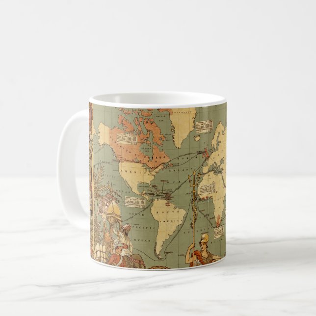 World Map Antique 1886 Illustrated Coffee Mug (Front Left)