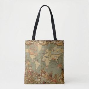 World Map Antique 1886 Illustrated Tote Bag