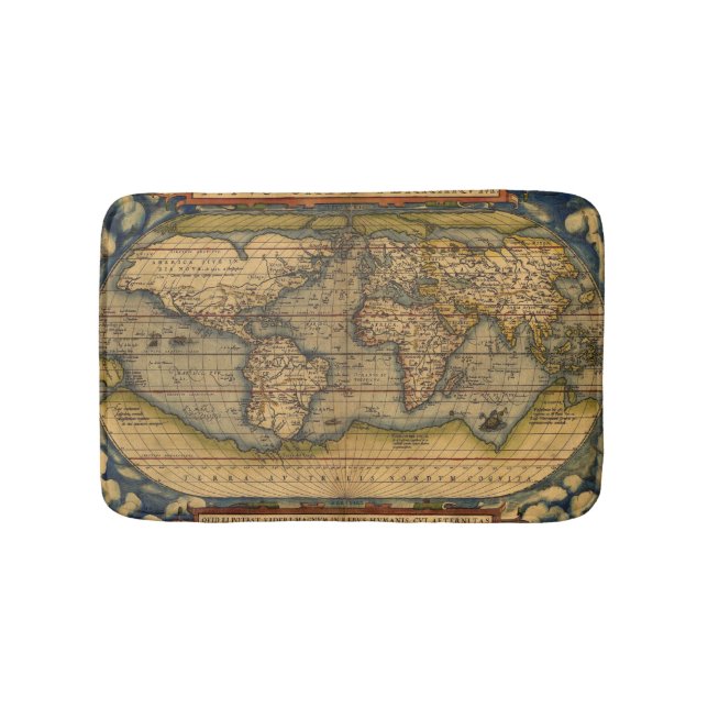 World Map Antique Ortelius Europe Travel Bath Mat (Front)